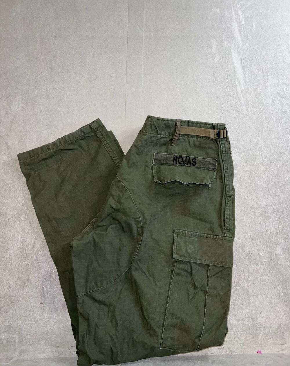 US Military Vintage Cargo Pants Green Olive Ripstop